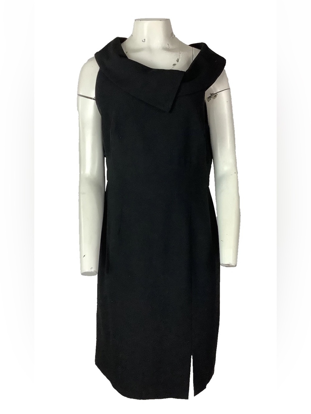 WHBM Sz 14 Statement Collar Fit & Flare Black Cocktail Office Interview Dress